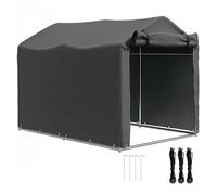 Outsunny carpa de jardín exterior para herramientas bicicletas 2,2x1,57x1,65 m, cobertizo exterior con puerta desmontable con cremallera, impermeable, anti-uv, garaje portátil, gris oscuro