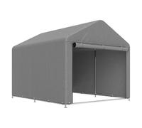 Outsunny carpa de jardín exterior para herramientas, bicicletas, 2,4x2x2 m, cobertizo exterior con marco metal galvanizado, puerta enrollable con cremallera, impermeable, uv30+, garaje portátil, gris