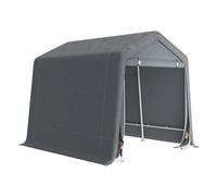 Outsunny carpa de jardín exterior para herramientas, bicicletas, 2,4x2x2 m, cobertizo exterior con marco de metal, 2 puertas enrollables con cremallera, impermeable, anti-uv, garaje portátil, gris 240
