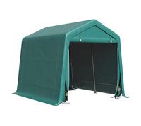Outsunny carpa de jardín exterior para herramientas, bicicletas, 2,4x2x2 m, cobertizo exterior con marco de metal, puerta enrollable con cremallera, impermeable, anti-uv, garaje portátil, verde 240 cm