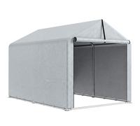 Outsunny Carpa de Jardín para Almacenaje con Puerta Enrollable y Estructura Galvanizada, Gris Aosom España