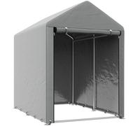 Outsunny Carpa de Jardín para Bicicletas 1,2x1,8x1,65 m con 2 Habitaciones Puerta con Cremallera Impermeable Anti-UV Gris Claro