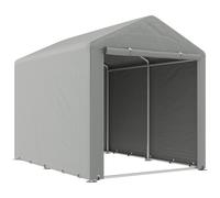 Outsunny Carpa de Jardín para Bicicletas 1,6x2,2x1,7 m con 2 Habitaciones Puerta con Cremallera Impermeable Anti-UV Gris Claro