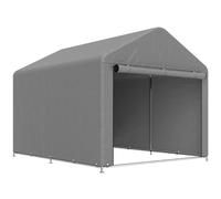 Outsunny Carpa de Jardín para Bicicletas con Marco de Metal Galvanizado Puerta con Cremallera Impermeable Anti-UV 2,4x2x2 m Gris