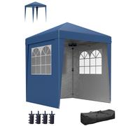 Outsunny Carpa de jardín plegable emergente con altura ajustable y protección UV 30+ 3 paredes laterales Azul oscuro Aosom España