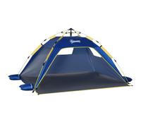 Outsunny Carpa de Playa Pop-up para 1-2 Personas con 2 Accesos y 2 Ventanas y Bolsa de Transporte 220x173x120 cm Azul Oscuro