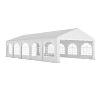 Outsunny Carpa de recepción pabellón 5 compartimentos protección UPF30+ estructura reforzada 10 paredes extraíbles 5 x 10 m blanco Aosom España