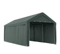 Outsunny Carpa Garaje de Exterior 3x6 m con Tejido PE Resistente Estructura de Acero y Paredes Desmontables Gris Oscuro