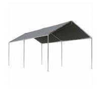 Outsunny carpa garaje para coche 3x6 m, cochera exterior portátil con marco de acero galvanizado, impermeable, anti-uv, pabellón gazebo de jardín con accesorios, para eventos, fiestas, gris 260 cm