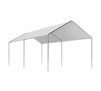 Outsunny carpa garaje para coche 3x6 m, cochera exterior portátil con marco de acero galvanizado, impermeable, anti-uv, pabellón gazebo de jardín con accesorios, para eventos, fiestas, blanco