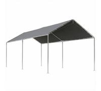 Outsunny Carpa Garaje para Coche 3x6 m Cochera Portátil Impermeable con Toldo de Tela PE y Marco de Acero Galvanizado Gris