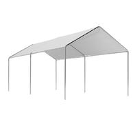 Outsunny Carpa Garaje para Coche 3x6 m Cochera Portátil Impermeable con Toldo de Tela PE y Marco de Acero Galvanizado Blanco