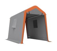 Outsunny carpa garaje portátil 2,4x1,8 m, garaje exterior para coche impermeable con puerta enrollable con cremallera, ventanas, estructura de metal galvanizado, upf30+, gris claro 244 cm