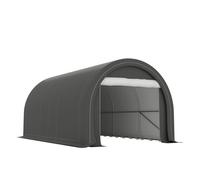Outsunny carpa garaje portátil 3x5 m, garaje exterior para coche impermeable con puerta enrollable con cremallera, estructura de acero galvanizado, upf30+, cobertizo de almacenamiento, gris