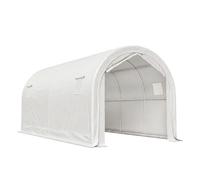 Outsunny carpa garaje portátil 3x6 m, garaje exterior para coche impermeable con puerta enrollable con cremalleras y 4 ventanas, marco metal galvanizado, upf 30+, cobertizo de almacenamiento, blanco 5