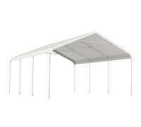 Outsunny Carpa Garaje Portátil 5x6 m con Estructura de Acero Galvanizado Impermeable Anti-UV Cobertizo para Herramientas Crema