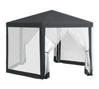Outsunny Carpa Hexagonal de 4 m, Tienda de campaña de Red, toldo de Patio, Refugio para Eventos al Aire Libre, para Actividades, Resistente a la Sombra, Gris Oscuro