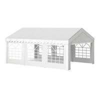 Outsunny Carpa para Fiesta 6x4 m Pergola Cenador Pabellón 4 Paneles Laterales 6 Ventanas para Fiesta Eventos Bodas Acero PE Blanco Aosom España