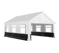 Outsunny Carpa para Fiestas 4x6 m Carpa de Jardín con Paredes Extraíbles 2 Puertas y Ventanas UPF30+ para Boda Gris y Blanco