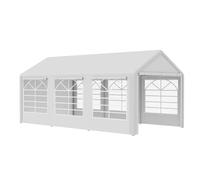 Outsunny Carpa para Fiestas 6x3 m Cenador Pabellón de Jardín con 4 Paneles Laterales 2 Puertas Enrollables y 6 Ventanas Protección UV para Exterior Eventos Bodas Blanco