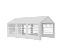 Outsunny Carpa para Fiestas 6x3 m Cenador Pabellón de Jardín con 4 Paneles Laterales 2 Puertas Enrollables y 6 Ventanas Eventos Blanco Aosom España