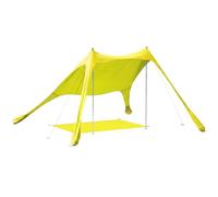 Outsunny Carpa Playa Plegable 208x200 cm para 2-4 Personas UPF50+ Amarillo | Toldo Playa Portátil con Esterilla, Postes de Aluminio, Pala, Estacas, Bolsa de Transporte Impermeable, para Camping, Pesca