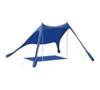 Outsunny Carpa Playa Plegable 208x200 cm para 2-4 Personas UPF50+ Azul | Toldo Playa Portátil con Esterilla, Postes de Aluminio, Pala, Estacas, Bolsa de Transporte Impermeable, para Camping, Pesca