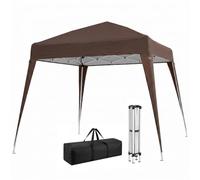 Outsunny Carpa Plegable 2,4x2,4 m Pop-up Altura Ajustable Anti-UV Café | Cenador Pabellón de Jardín, Bolsa de Transporte, Impermeable, Gazebo para Camping, Fiestas, Exterior