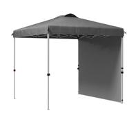 Outsunny carpa plegable 2,5x2,5 m cenador de jardín con 1 pared lateral altura ajustable en 3 niveles anti-uv impermeable y bolsa de arena gazebo para exterior camping fiestas gris oscuro