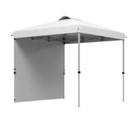 Outsunny carpa plegable 2,5x2,5 m cenador de jardín con 1 pared lateral altura ajustable en 3 niveles anti-uv impermeable y bolsa de arena gazebo para exterior camping fiestas blanco