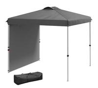 Outsunny Carpa Plegable 2,5x2,5 m con 1 Pared Lateral Anti-UV Gris Oscuro | Cenador de Jardín, Altura Ajustable en 3 Niveles, Impermeable, Bolsa de Arena, Gazebo para Camping Fiestas