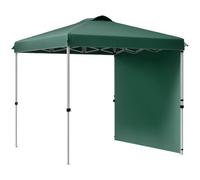 Outsunny Carpa Plegable 2,5x2,5 m con 1 Pared Lateral Anti-UV Verde | Cenador de Jardín, Altura Ajustable en 3 Niveles, Impermeable, Bolsa de Arena, Gazebo para Camping Fiestas