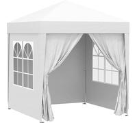 Outsunny Carpa Plegable 2x2 m Cenador de Jardín con 4 Paredes Laterales Tela Oxford 2 Puertas 2 Ventanas y Bolsa de Transporte Blanco Aosom España