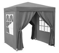 Outsunny Carpa Plegable 2x2m con 4 Paredes Laterales Tela Oxford 2 Ventanas y Bolsa de Transporte Anti-UV Impermeable Gris