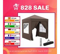 Outsunny Carpa Plegable 2x2m Exterior con 4 Paredes y Bolsa de Transporte Marrón marrón