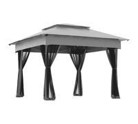 Outsunny Carpa Plegable 3.25x3.25m Gazebo Pabellon Cenador Jardin Doble Techo Gris