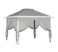 Outsunny Carpa Plegable 3,3x3,3 m con Altura Ajustable Doble Techo 4 Mosquiteras Extraíbles y Bolsa de Transporte Anti-UV Gris