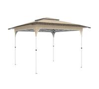Outsunny carpa plegable 3,5x3,5 m, pop-up, cenador pabellón de jardín con doble techo, cierre central, upf50+, altura ajustable de 3 niveles y bolsa de transporte, gazebo para fiestas, exterior, caqui