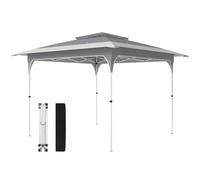 Outsunny Carpa Plegable 3,5x3,5 m Pop-up Doble Techo Cierre Central Gris | Cenador Pabellón de Jardín, UPF50+, Altura Ajustable de 3 Niveles, Bolsa de Transporte, Gazebo para Fiestas, Exterior