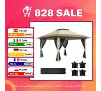 Outsunny carpa plegable gazebo, 3,6x3,6 m, cenador plegable con 4 paredes laterales de malla, anti-uv, altura ajustable, bolsa de arena y bolsa de transporte, para camping, fiestas, gris oscuro