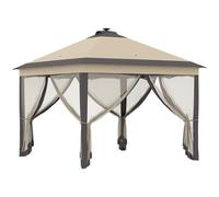 Outsunny Carpa Plegable 3x3 con Luces LED y Control Remoto con 4 Mosquiteras Altura Ajustable 3,3x3,3 m Beige Aosom España