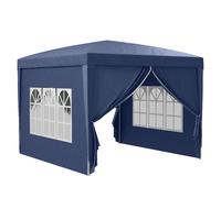 Outsunny Carpa Plegable 3x3 m Cenador de Jardín con 4 Paredes Desmontables con 2 Ventanas Visibles 2 Puertas con Cremallera Azul Aosom España