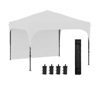 Outsunny Carpa Plegable 3x3 m Cenador de Jardín con Altura Ajustable 1 Pared Lateral Impermeable 4 Bolsas de Arena y Bolsa de Transporte Gazebo para