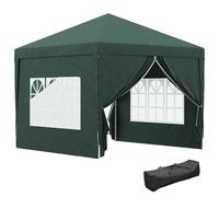 Outsunny Carpa Plegable 3x3 m con 4 Paredes Cenador de Jardín con 2 Ventanas Visibles 2 Puertas con Cremallera Verde Aosom España