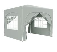Outsunny Carpa Plegable 3x3 m con Altura Ajustable 3 Niveles 4 Laterales Ventanas y Bolsa UPF50+ Impermeable Gris