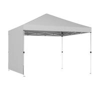 Outsunny carpa plegable 3x3 m, pop-up, con pared lateral, cenador de jardín con protección upf50+, empuje central, altura ajustable, bolsa de transporte, gazebo para camping, exterior, blanco