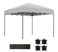 Outsunny Carpa Plegable 3x3m Cenador de Jardín con Protección UV Altura Ajustable y Bolsa con Ruedas para 6-9 Personas Blanco Aosom España