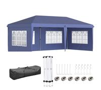 Outsunny Carpa Plegable 6x3 Cenador de Jardín con 4 Laterales Desmontables con 4 Ventanas Visibles y Bolsa de Transporte 6x3x2,7 m Azul Aosom España