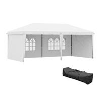 Outsunny Carpa Plegable 6x3 m Pop-up 4 Laterales Desmontables Blanco | Cenador de Jardín, 2 Ventanas Visibles, Bolsa de Transporte, Impermeable, Anti-UV, Gazebo para Camping Fiestas Exterior