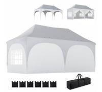Outsunny Carpa Plegable 6x3 m Pop-up 6 Laterales Extraíbles Gris Claro | Cenador de Jardín con Altura Ajustable, Ventanas, Bolsa de Transporte, UPF30+, Gazebo para Camping Fiestas Exterior